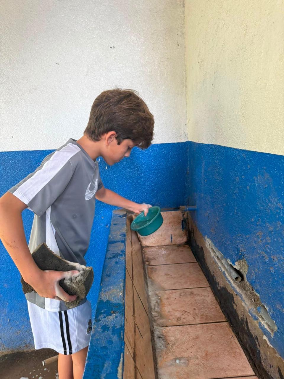 Bathrooms behind-the-scenes work during the Engineers for Hope school transformation